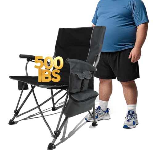 Camping Chairs Adults Oversized Folding: Foldable Outdoor Beach Chairs for Adults – Heavy Duty Portable High Camping Chair Sports Hunting Lawn Fishing Soccer (Steel, Blue)