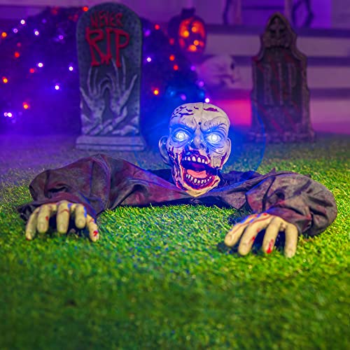 JOYIN Halloween Outdoor Decoration Zombie Groundbreaker with Creepy Sound and Flashing Eyes for Haunted House Props, Yard, Lawn, Patio, Graveyard Halloween Outside Decorations