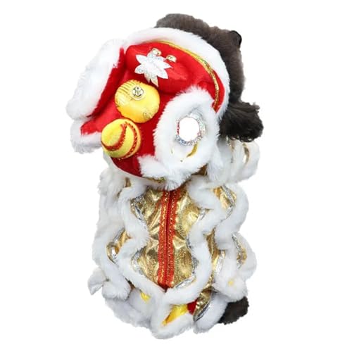 Spring Festival Dog Costume Lion Dance Dog Costume Chinese New Year Role Play Puppy Pet Chihuahua Puppy Costume (Color : A, Size : M)