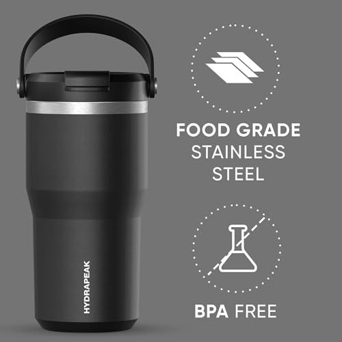 Hydrapeak Nomad 24 oz Tumbler with Handle and Straw Lid, Leakproof, Double Insulated, 24oz Cup Stainless Steel (Blush)