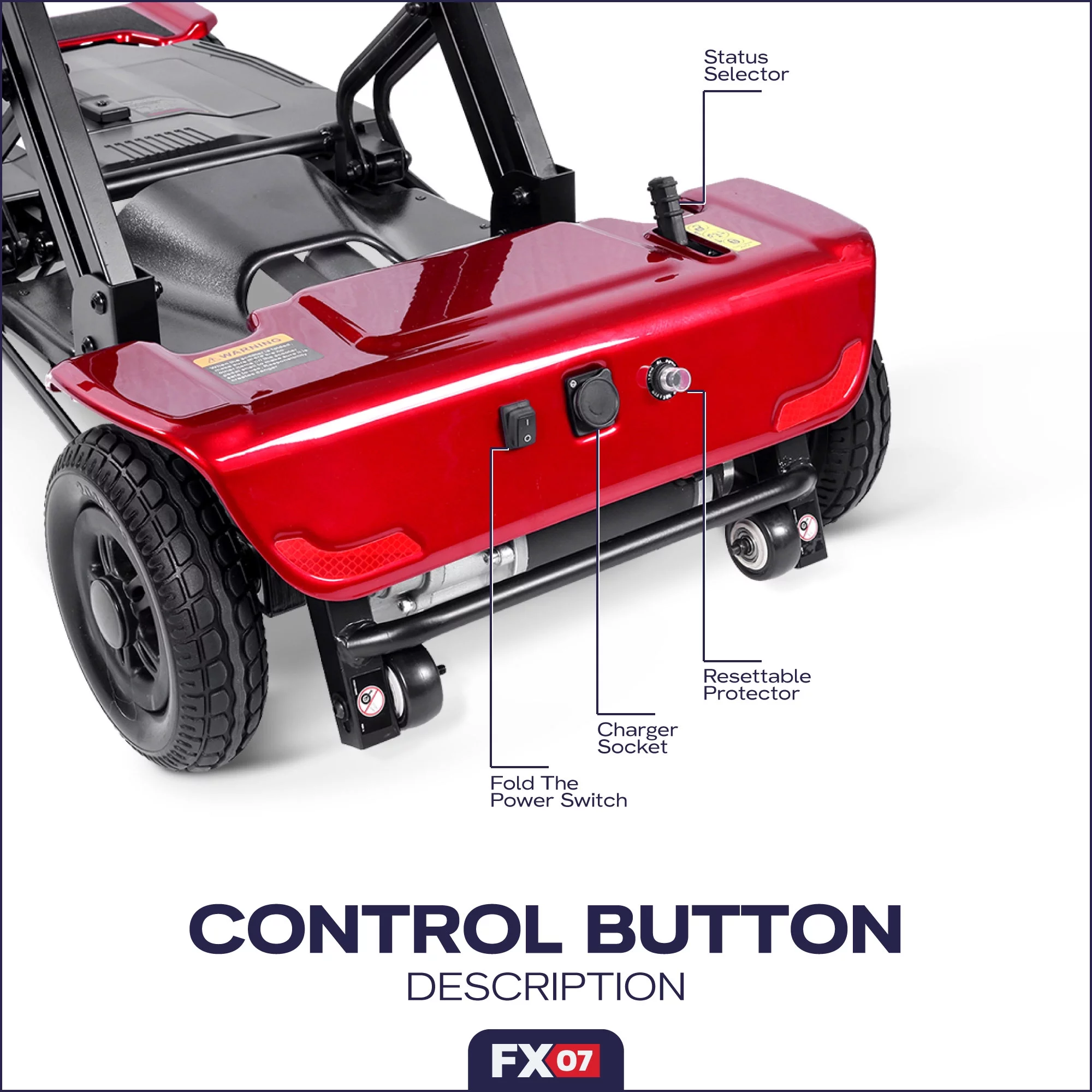 Klano KFX07 Automatic Foldable Mobility Scooter - Red