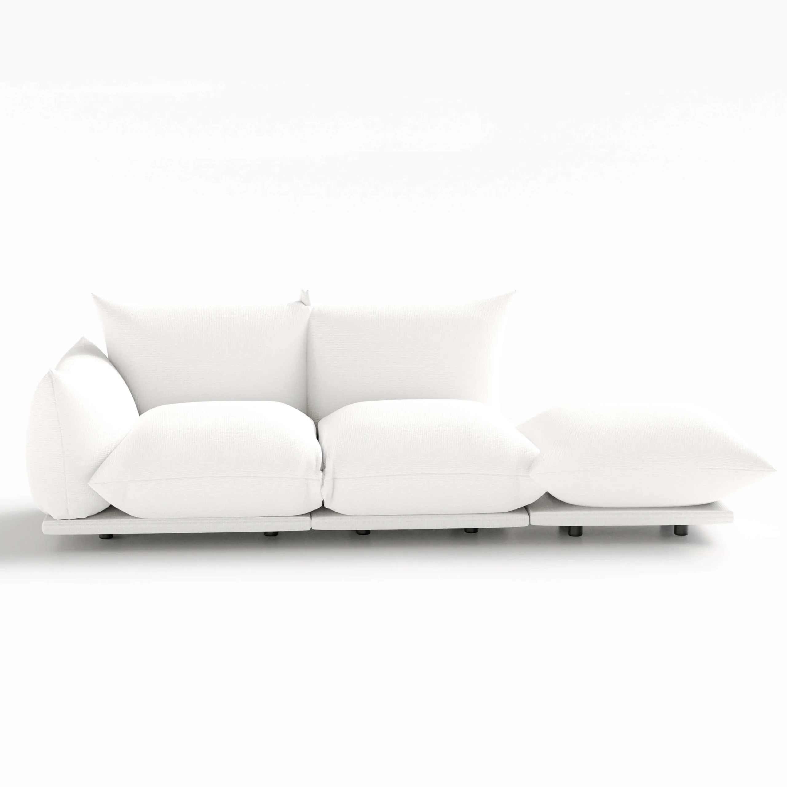Upholstery Sofa Modern Sectional Couch Open End for Living Room Bedroom Apartment White