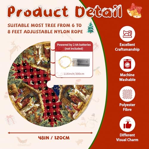 Christmas Tree Skirt 36 Inch, Christmas Skirt Tree Decoration with Snowman Reindeer Santa Snowflake, Xmas Trees Mat for Under Trees Holiday Party Indoor Decorations, Winter Gift for Women Mom