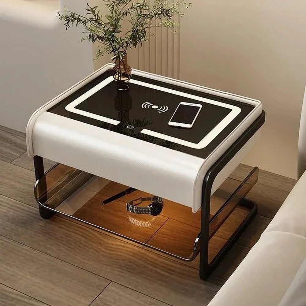 Smart Bedside Table Modern Simple Bedroom Luxury Nightstands Multifunctional Acrylic Wireless Charging Home  Furniture WKNS