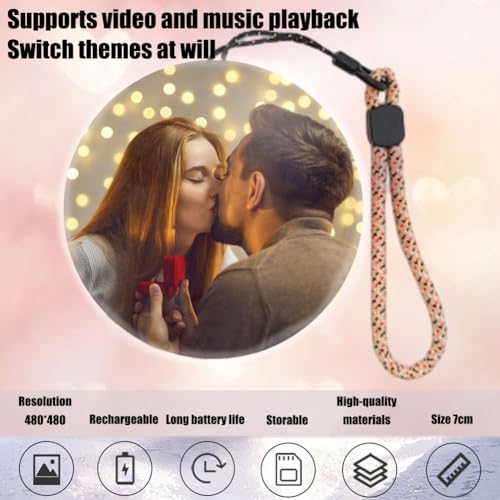 Memory Sphere Lamp, Memory Lamp with Sound & Video, 2.7inch Memory Lamps Ball Personalized Uploadable Videos & Photos, USB Rechargeable Crystal Ball Video Player for Memories, Gifts (Black)