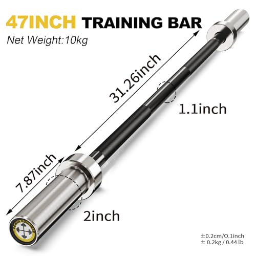 POWER GUIDANCE Chrome Olympic Barbell Bar, 2 Inch Weight Bar for lifting, Hip Thrusts,Universal Strength Training Bars ​4ft/5ft/6ft