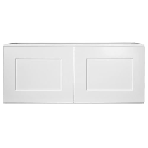 Brookings Shaker Unassembled Bridge Wall Kitchen Cabinet W3018, 30 W x 12 D x 18 H, Painted White with Sherwin Williams®, Solid Wood – Design House, 561662
