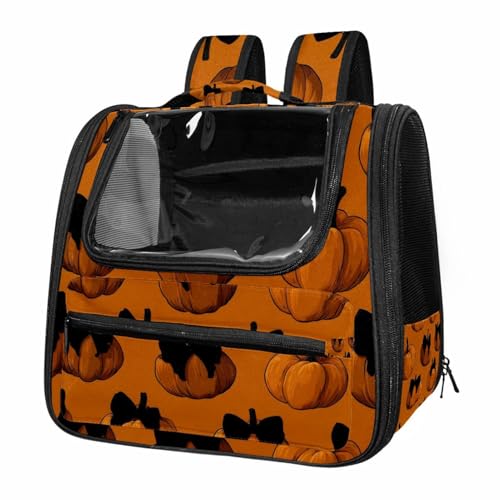 Halloween Skull Bone Eyeballs Black and White Pattern Pet Carrier Backpack, Cats Pet Carrier Dogs Travel Bag with Ventilated Mesh Windows for Small Medium Animals