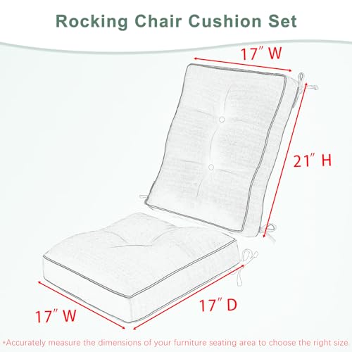 Favoyard Patio Chair Cushions 19 × 19 Inch Water Resistant & 3-Year Color Fastness Outdoor Chairs Cushion for Seat Dining Rocking Wicker Chair Cushion With Tie Straps Tufted Square Pads, Beige, 2 Pack