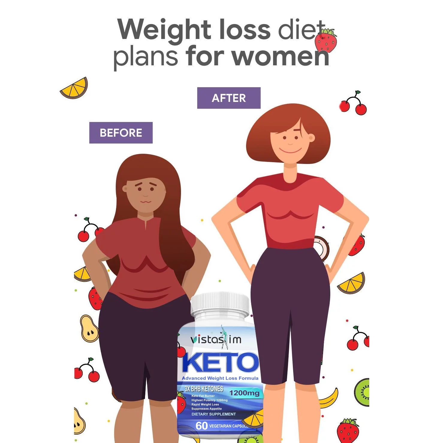 VistaSlim KETO BHB 1200mg Pure Ketone 180 Pills Weight Loss Supplements Ketone & Ketogenic Diet (3 Pack)