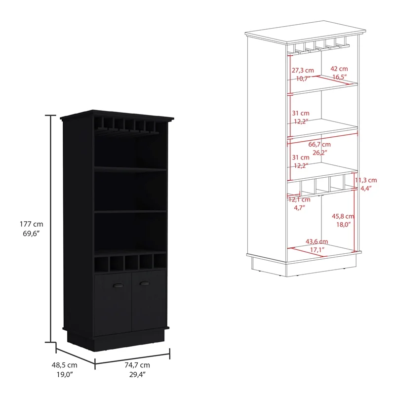 Dundee Bar Cabinet  Black Manufactured Wood