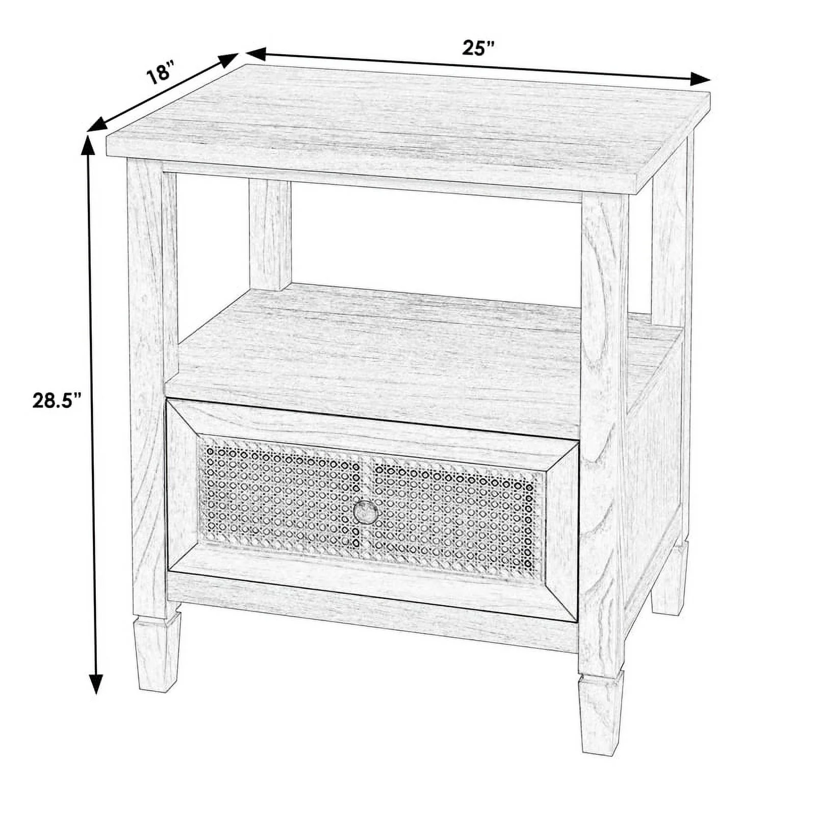 Butler Specialty Company Flagstaff 1 Drawer Cane and Wood Nightstand - Natural