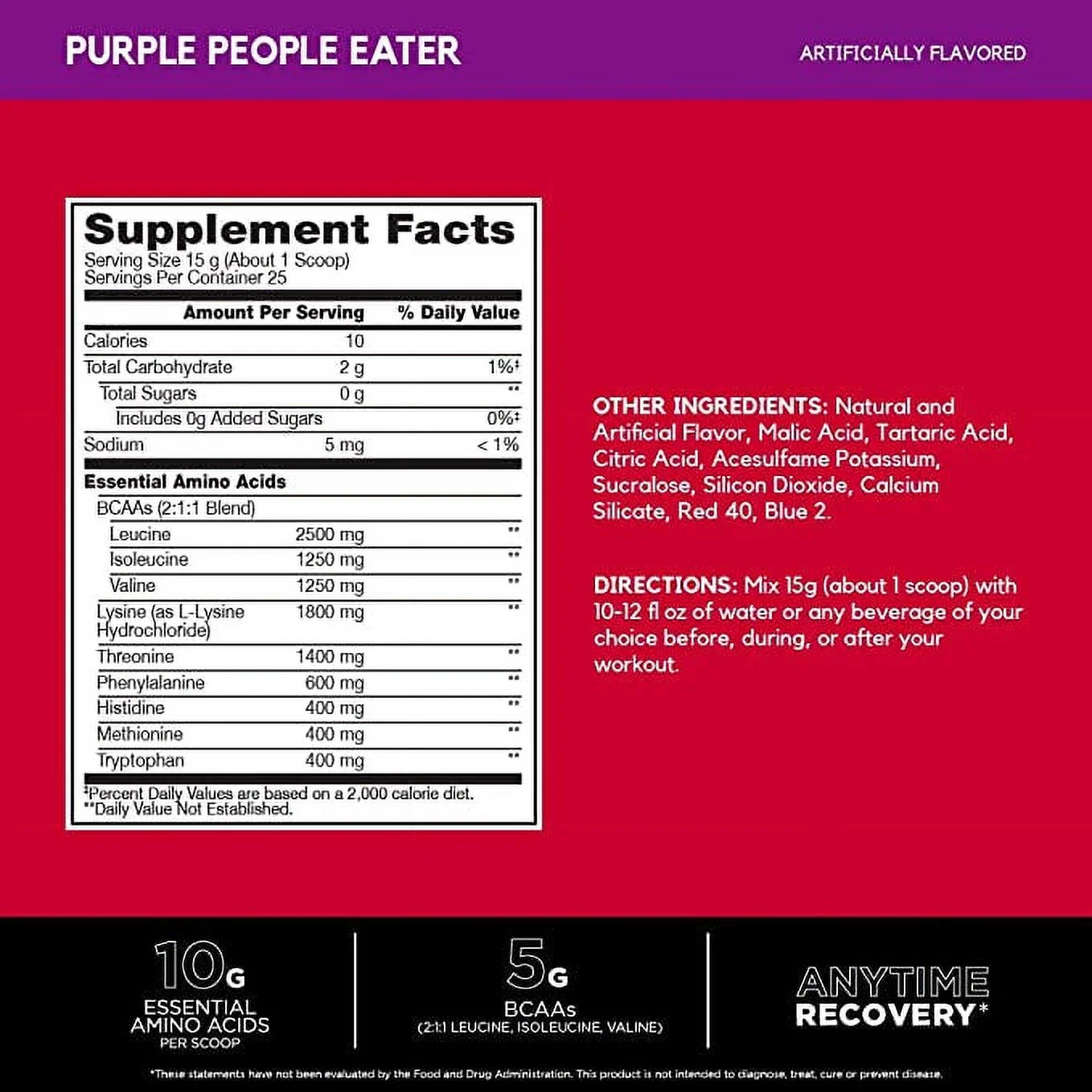 Amino X EAAs Muscle Recovery Support Purple People Eater (13.2 oz. / 25 Servings)