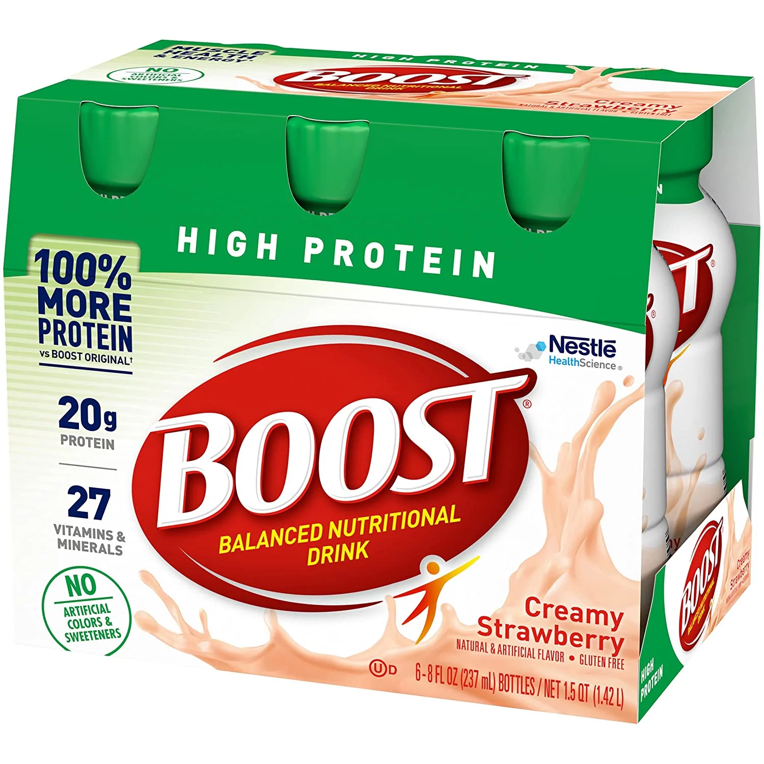 BOOST HIGH PROTEIN Creamy Strawberry 6 ct. - 8 fl. oz. Bottles (Pack of 3)