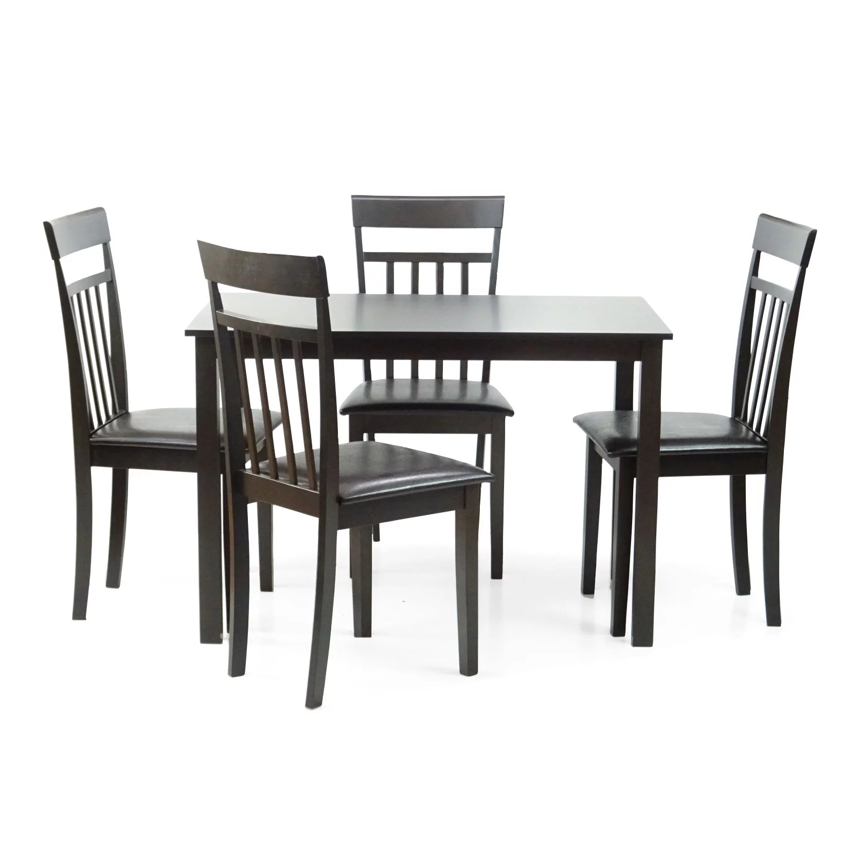 Set of 5 pc Table and 4 Side Warm Chairs Solid Wooden Espresso Black Finish