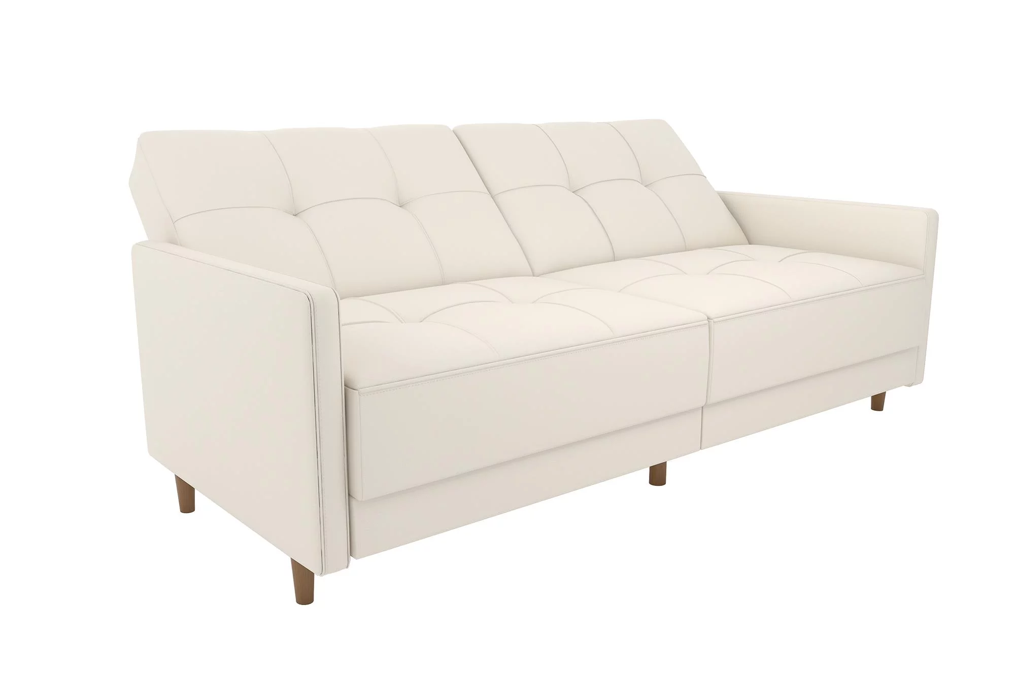 Desert Fields Adera Coil Futon, White Faux Leather