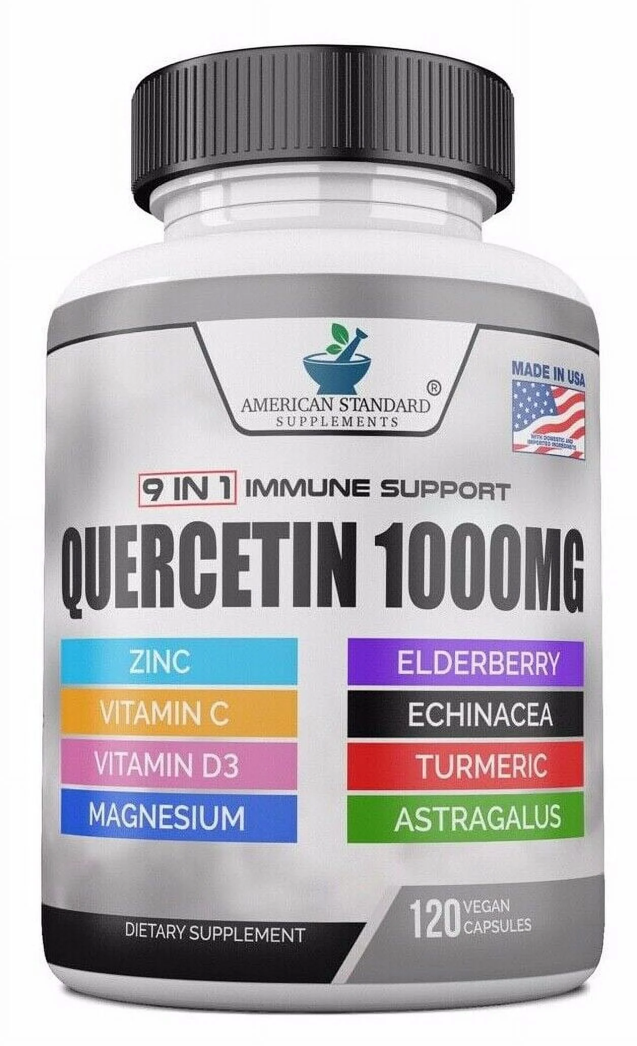 Quercetin 1000mg Magnesium and 9 in1 Formula, 120 Capsules