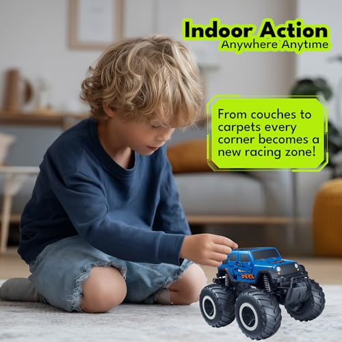 Threeking 1:16 Waterproof Monster Truck Pickup Toys RC Cars Remote Control Car Truck Toys 4WD All Terrain Off-Road Car Toy Gifts Presents 6 7 8 9 10 11 12 Year Old Kids Boys Girls Toys