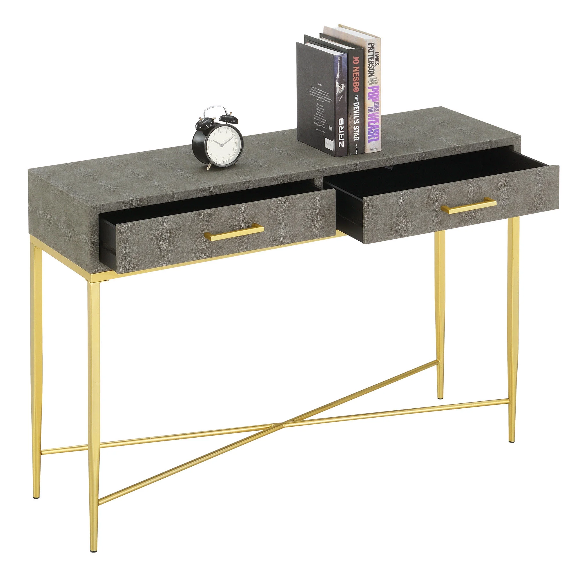 Convenience Concepts Ashley 2 Drawer Console Table, Gray/Gold