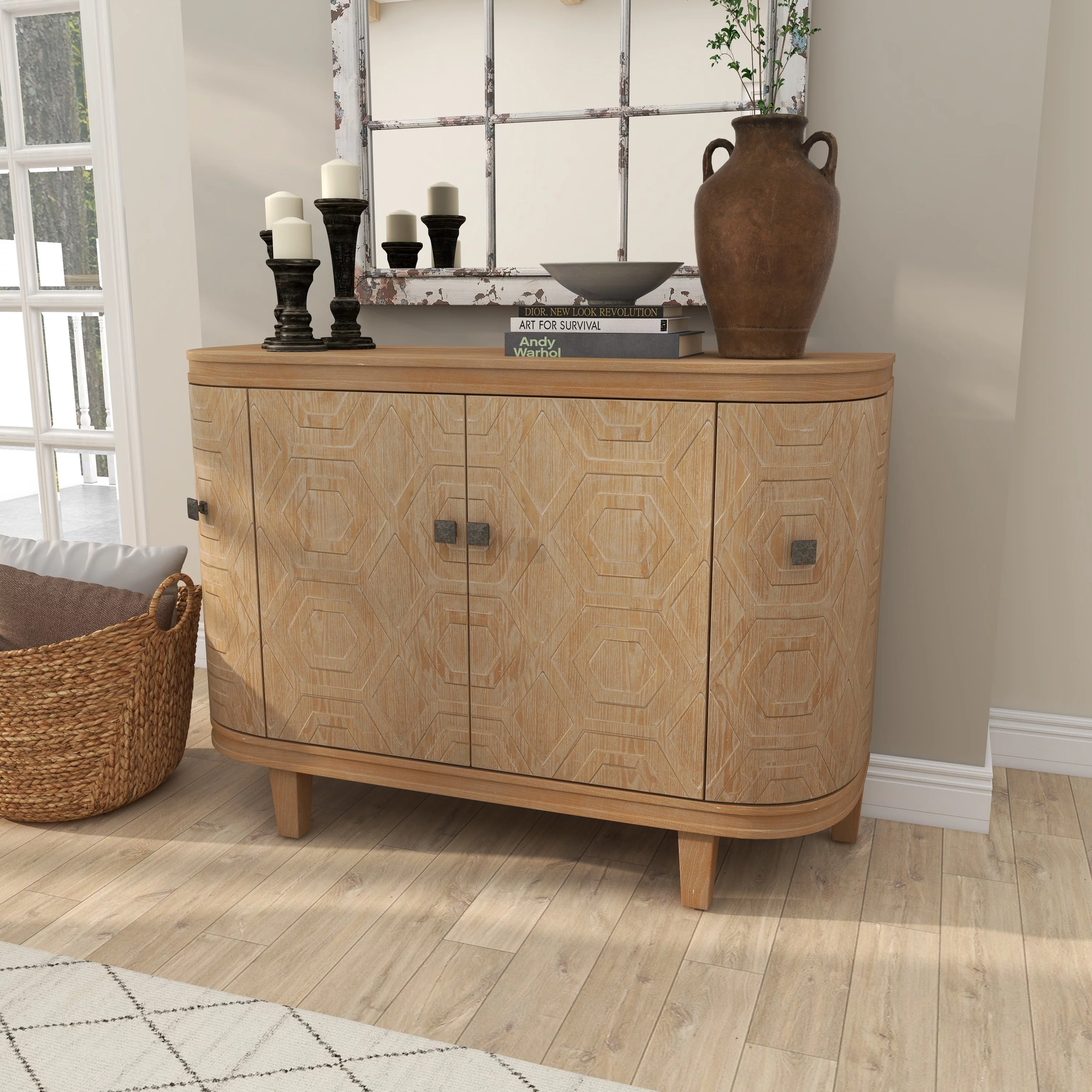 DecMode Wood Traditional Cabinet with a Neutral Palette, 47