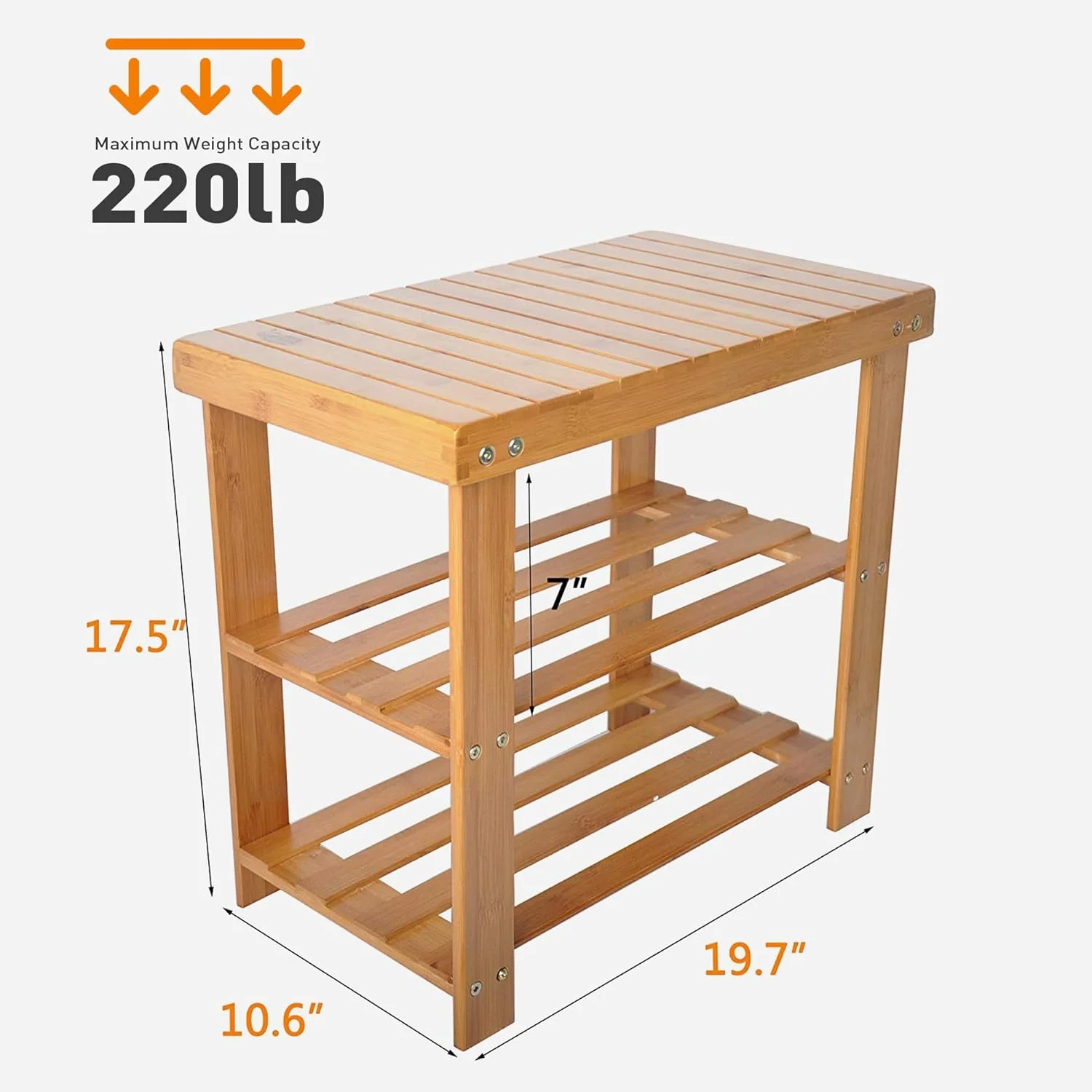 Bamboo Shoe Bench Rack, Small Shoe Bench, Entryway Bench,For Bathroom Bedroom Entrance Small Apartments,19.7
