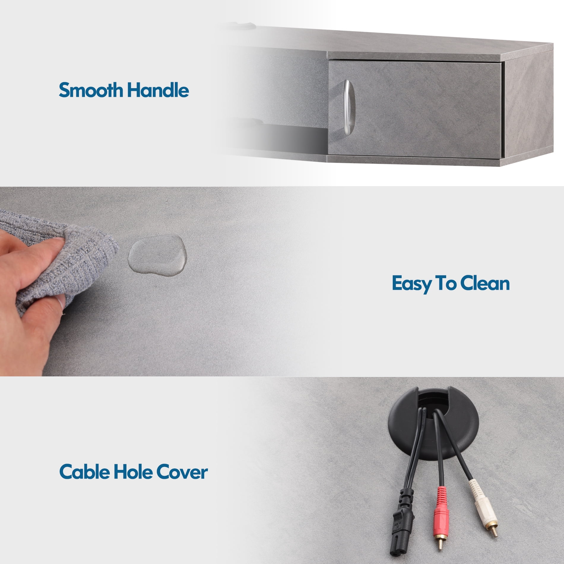 Floating TV Stand Gray Wall Media Console Shelf