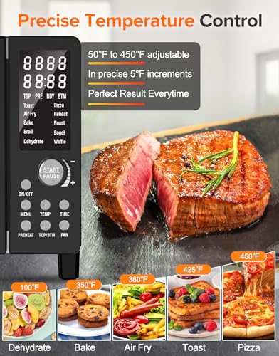 Nuwave Bravo Pro Smart 21QT Toaster Oven Air Fryer Combo, Convection Oven Countertop, 10 functions all in 1, with even & quick crisp technology, 50-450°F, 1800W, Stainless Steel