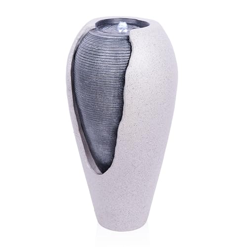 Alpine Corporation DIG100XS Outdoor Antique Jar Water Fountain with LED Lights for Patio, Deck, or Yard, 33