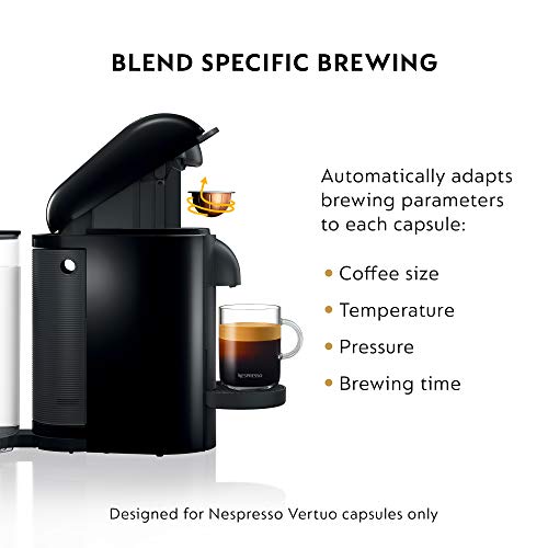 Nespresso Vertuo Plus Coffee and Espresso Maker by Breville, Ink Black with Aeroccino Milk Frother