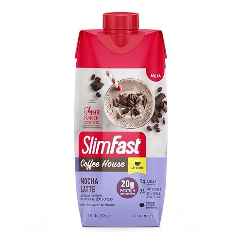 SlimFast Protein Shake, Chocolate- 20g Protein, Meal Replacement Shake Ready to Drink, High Protein with Low Carb and Low Sugar, 24 Vitamins and Minerals, 12 Count (Pack of 1) (Packaging May Vary)