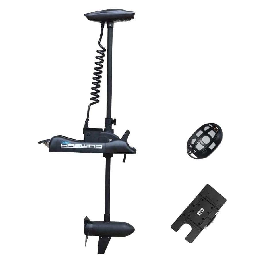 AQUOS Haswing Black 12V 55LBS 48inch Bow Mount Trolling Motor with 2.4G Remote Control, Quick Release Bracket for Inflatable Boat Kayak Bass Boat Aluminum Boat Fishing, Freshwater/Saltwater Use