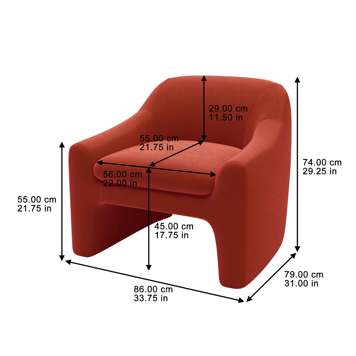 Better Homes & Gardens Emerson Curvy Velvet Accent Chair Rustic Red