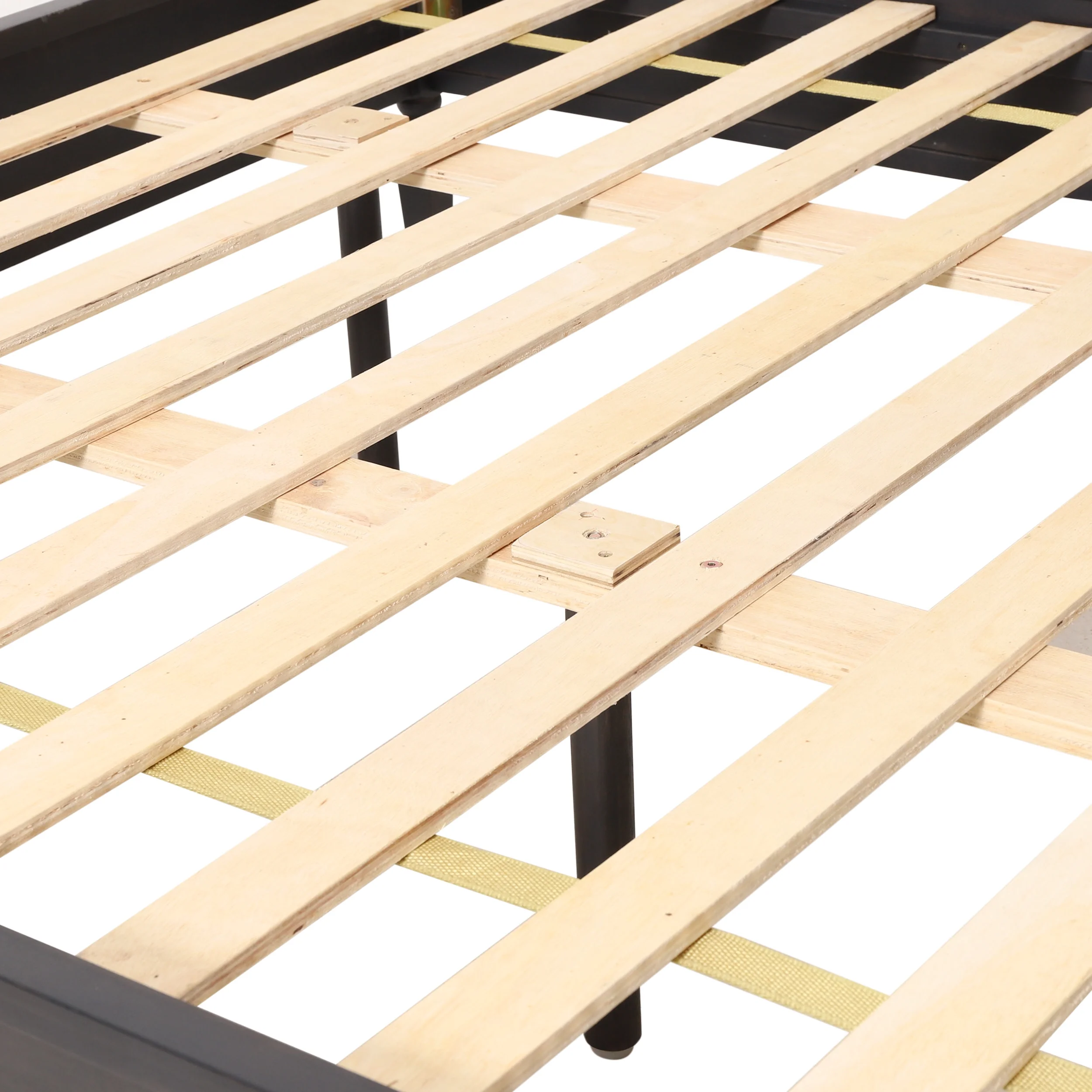 Noble House Pelon Acacia Wood and Rattan Queen Bed, Dark Gray