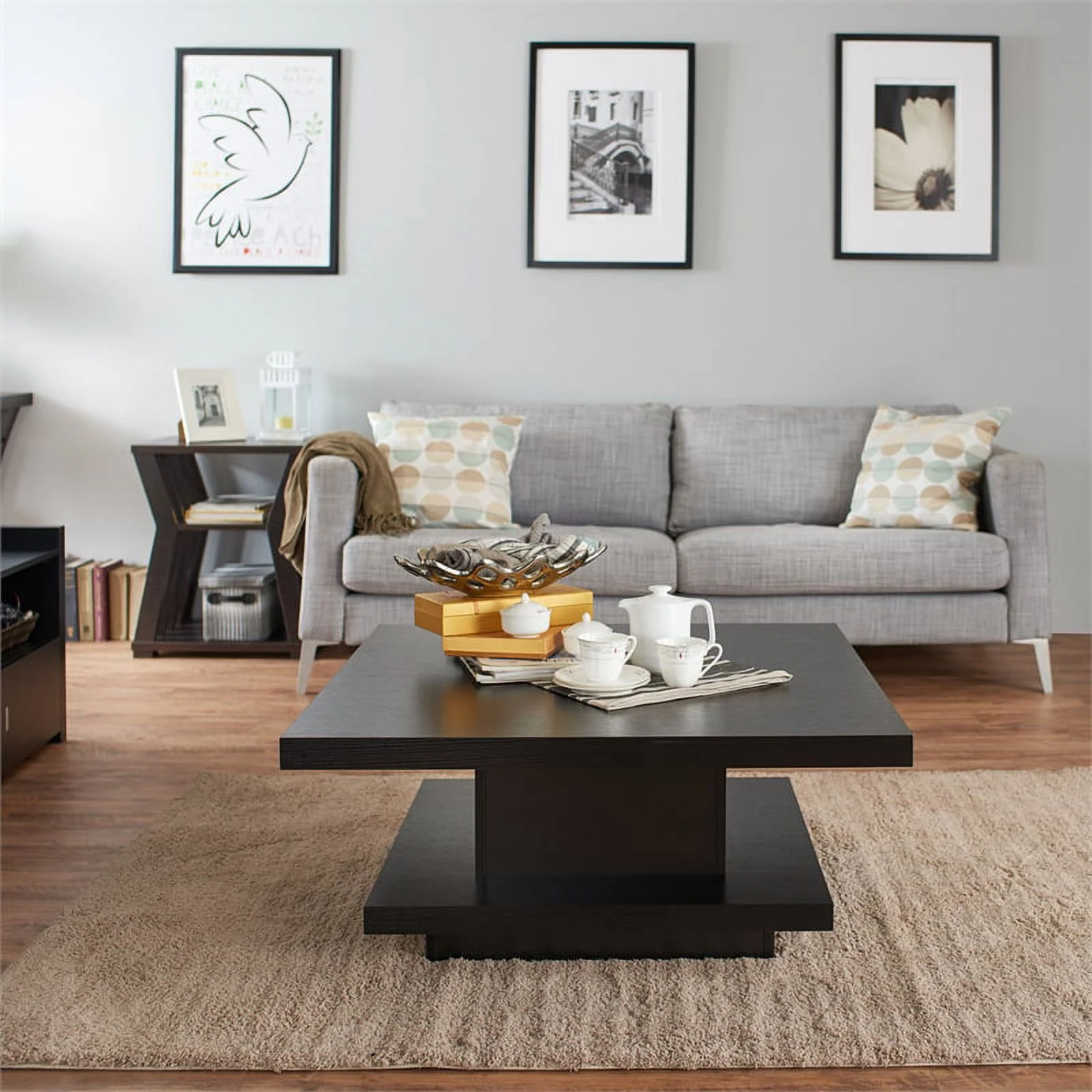 Furniture of America Carenza 3-Piece Wood Coffee Table Set in Black