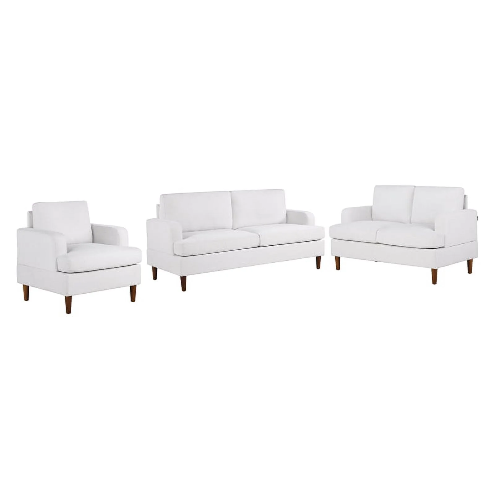 Kingfisher Lane Modern Stationary Sofa in Cream Fabric Upholtery