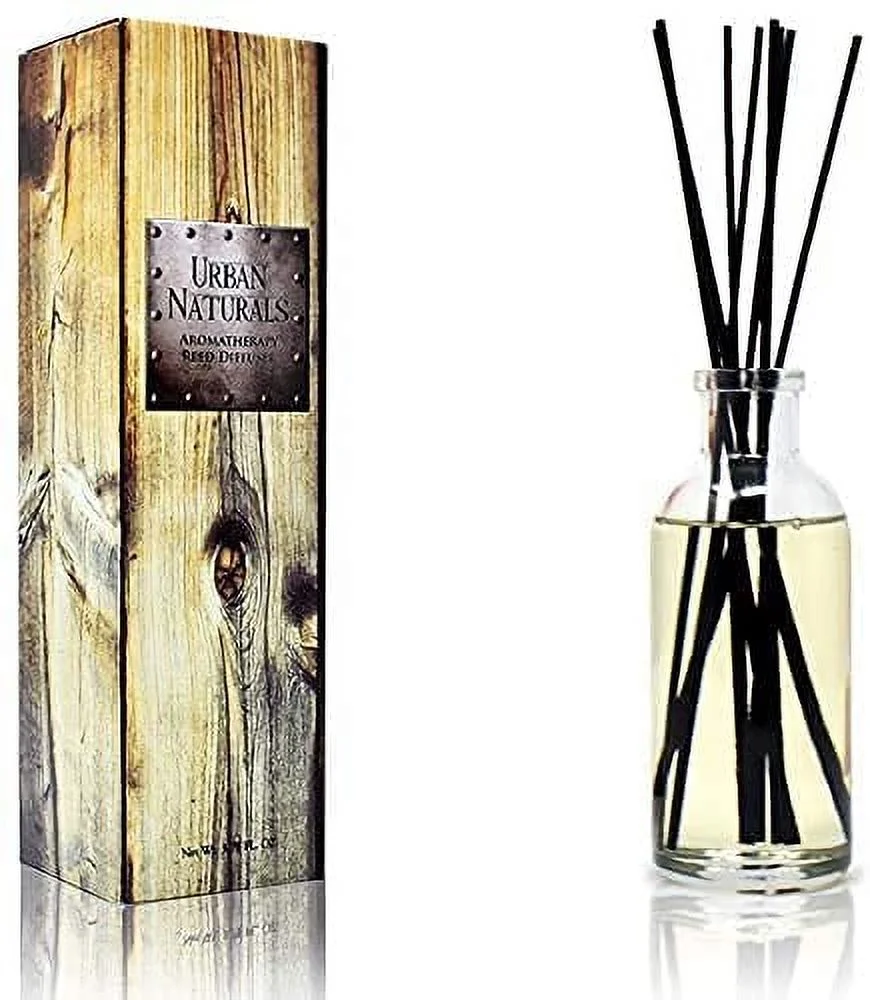 Urban Naturals Black Teakwood Reed Diffuser Scent Sticks Gift Set | Mahogany & Black Teakwood blend with Lavender, Geranium & Oak Wood | Scented Oil for Mid to Large Size Rooms. Vegan. Made in the USA