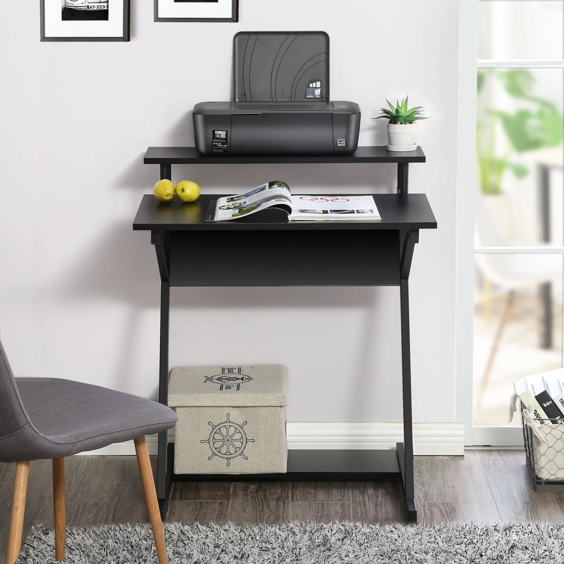 Computer Desk for Small Space, 27-Inch Study  Desk with Monitor Shelf
