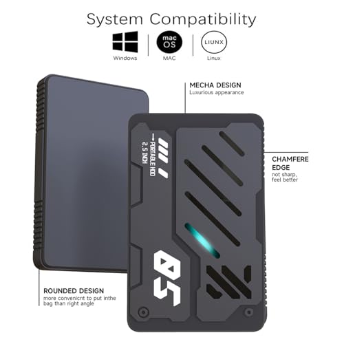 Ultra Slim Portable External Hard Drive USB 3.1 Type C HDD Storage for PC, Laptop, Mac, Xbox one, PS4, PS5 (500GB)