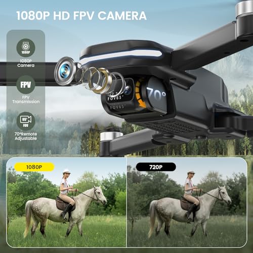 Holy Stone FPV Drone with 1080P HD Camera for Beginner Adults and Kids, HS280D Foldable RC Quadcopter with Brushless Motor, Optical Flow, Tap Fly, Voice Control, Gesture Selfie, 2 Modular Batteries