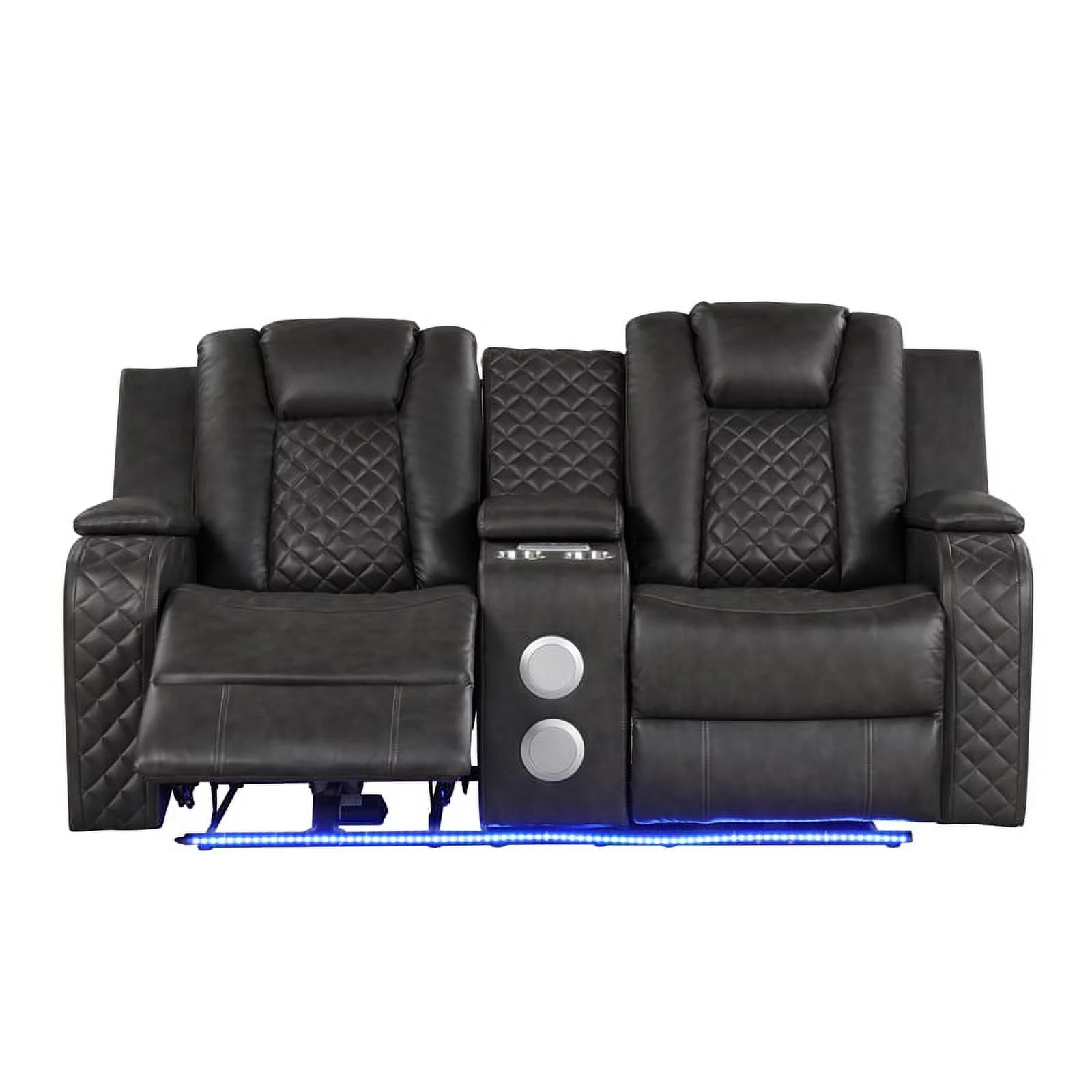 Benz LED & Power Recliner 3 PC Made With Faux Leather in Gray