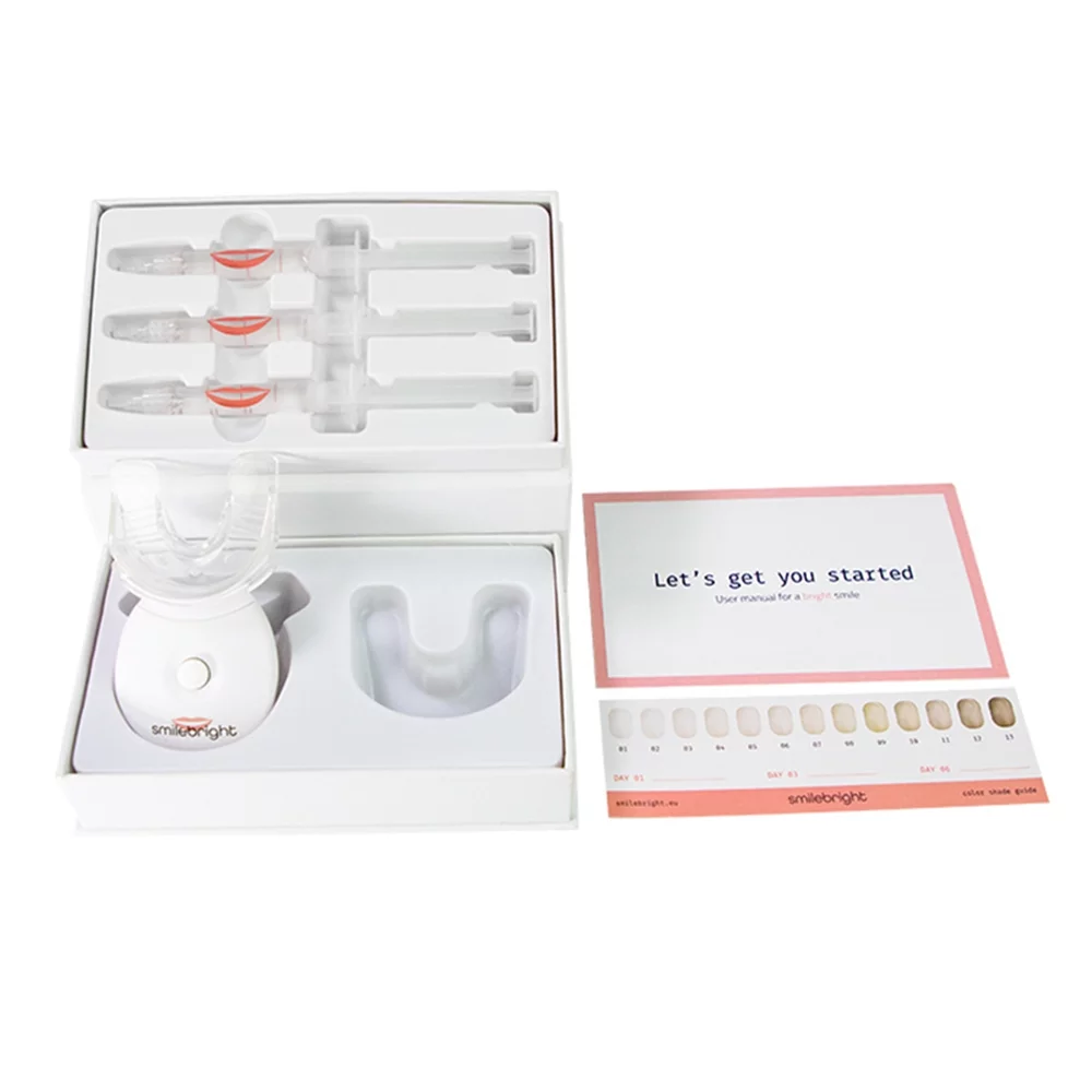 SmileBright 35% Carbamide Peroxide Teeth Whitening Kit w/ Light Tray, Strong Teeth Whitening Gel Coffee Tea Smoking Stain Removal