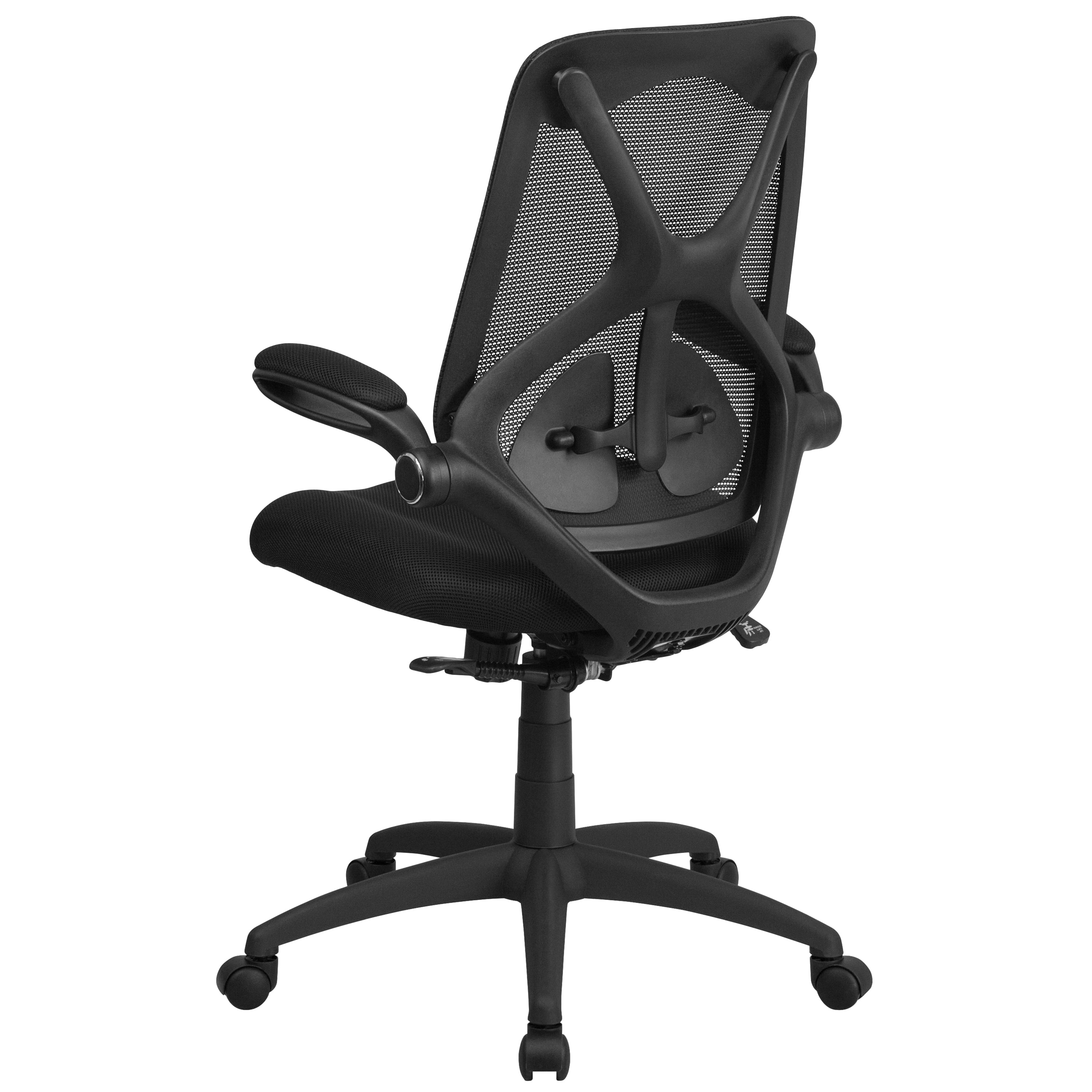 Flash Furniture Kimble High Back Black Mesh Executive Swivel Ergonomic Office Chair with Adjustable Lumbar, 2-Paddle Control and Flip-Up Arms