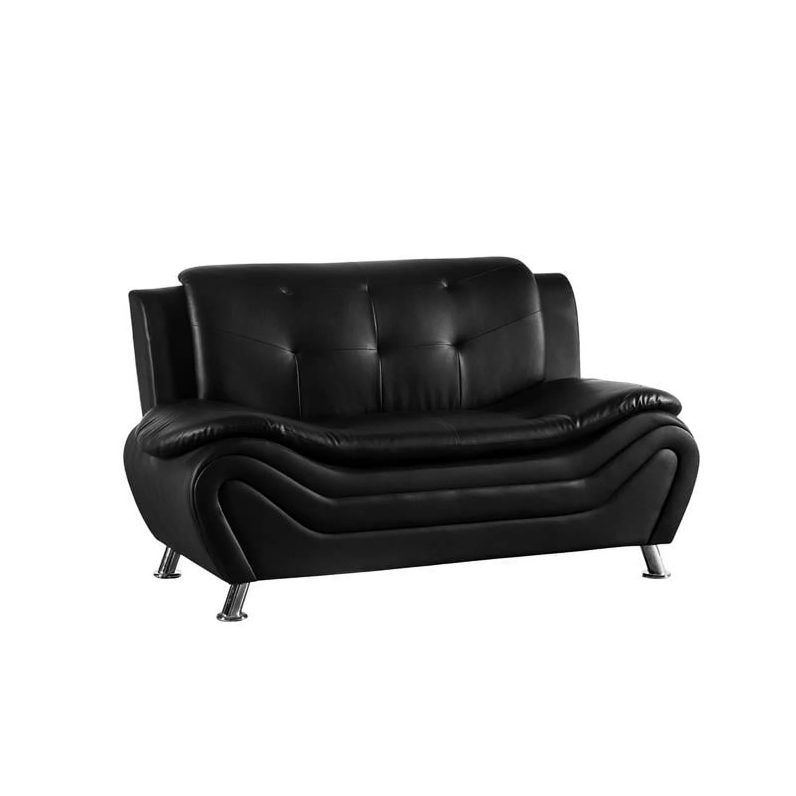3 Piece Living Room Set with Sofa Loveseat and Armchair in Black