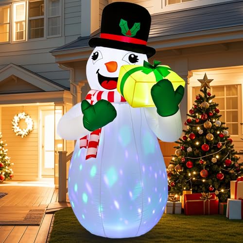 Christmas Inflatable Outdoor Decorations, Inflatable Cute Blow Up Yard Decorations with LED Lights for Indoor Christmas Decorations Yard Garden Lawn Decor (Snowman with Penguin)