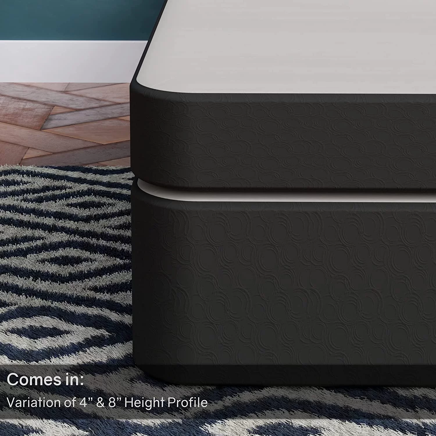 YGDU Wood Split Low Profile Traditional 4-inch Fully Assembled Foundation Set-Strong Structure – Luxurious Durable Bedding Queen Mattress Box Springs – Black