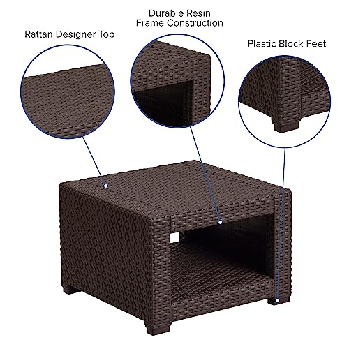 Flash Furniture Seneca Chocolate Brown Faux Rattan Coffee Table