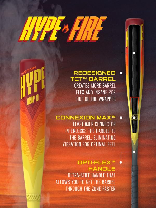 Easton | Hype FIRE Baseball Bat | USSSA | -5/-8/-10 Drop | 2 3/4