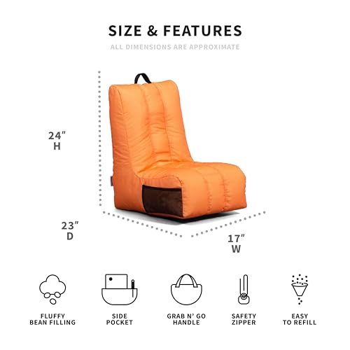 Big Joe Video Lounger Bean Bag Chair, Tangerine Smartmax, 2 feet