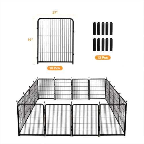 48 in(H) Decorative Garden Fence with Gate,8 Panels Total 17.7 Ft(L) Heavy Duty Iron Animal Barrier Fence for Yard,Suitable for Indoor Pet Or Outdoor Dog Fencing, Garden Border Fence