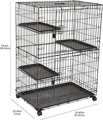 Amazon Basics Large 3-Tier Cat Durable,Pliable Cage Playpen Box Crate Kennel - 35.8